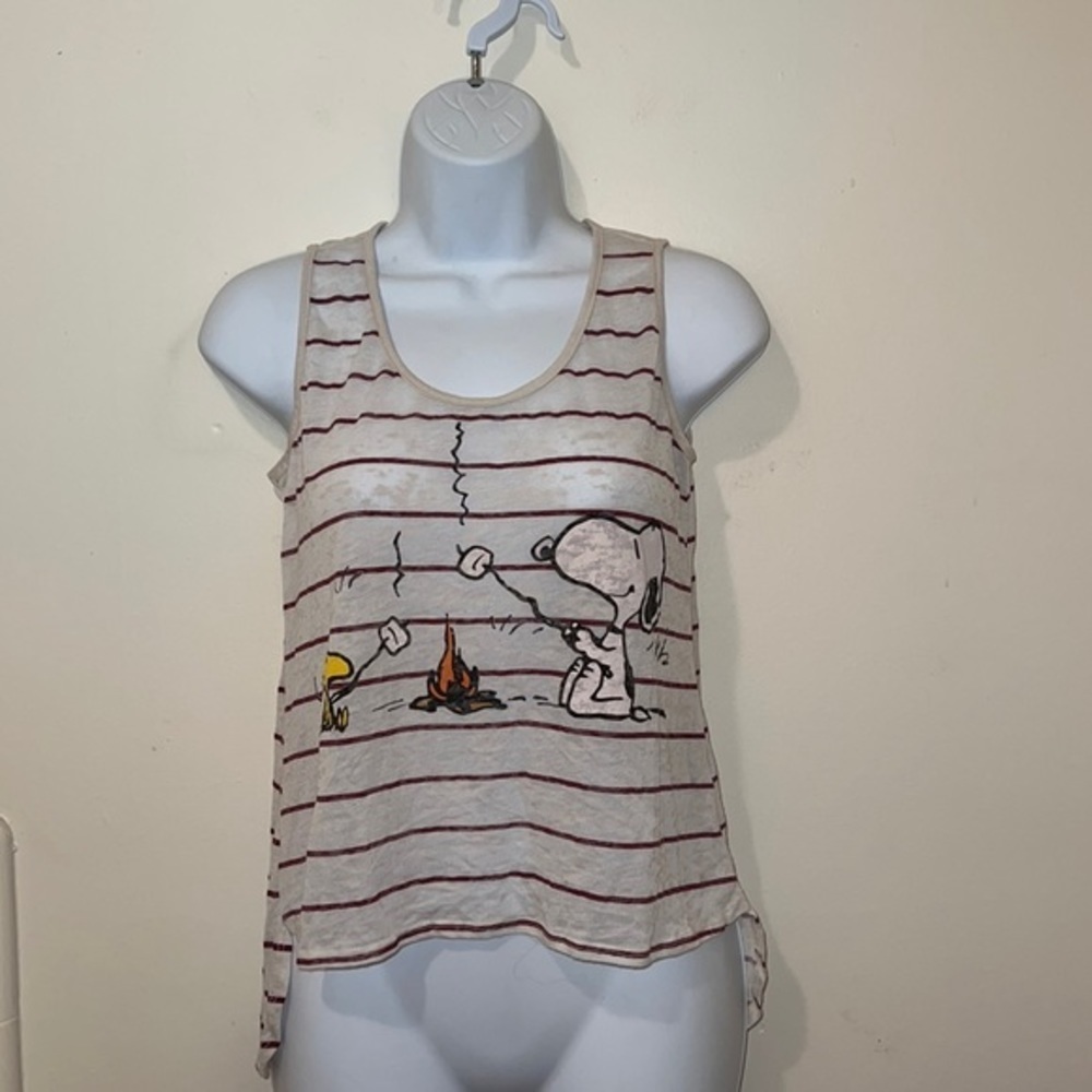 Women’s Mighty Fine presents Peanuts S’mores/Snoopy & Woodstock Sheer Tank Top - Picture 2 of 10